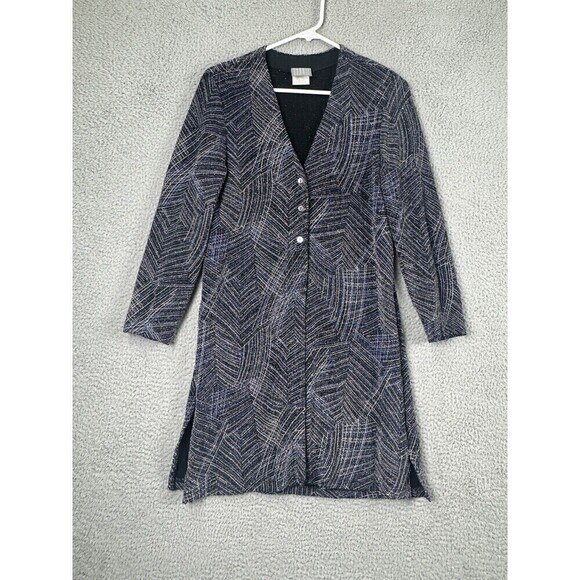 Vintage Rabbit Designs Dress Cardigan Set Womens 12M Blue Metallic Stretch USA - Picture 2 of 16